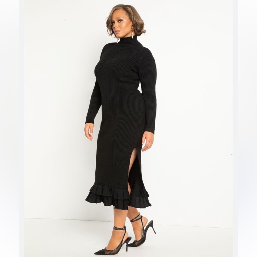 Eloquii Black Long Sleeve Turtleneck sweater Dress